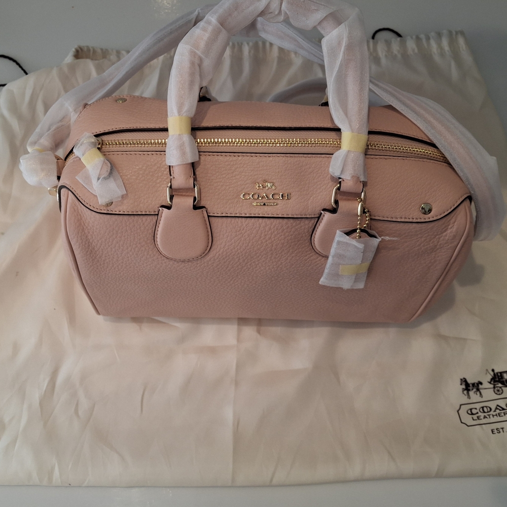 Coach Blush Leather Satchel with Gold Accents